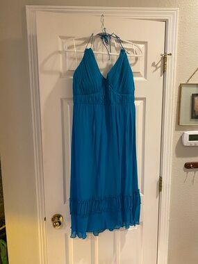 Signature by Sangria Teal Halter Midi Dress